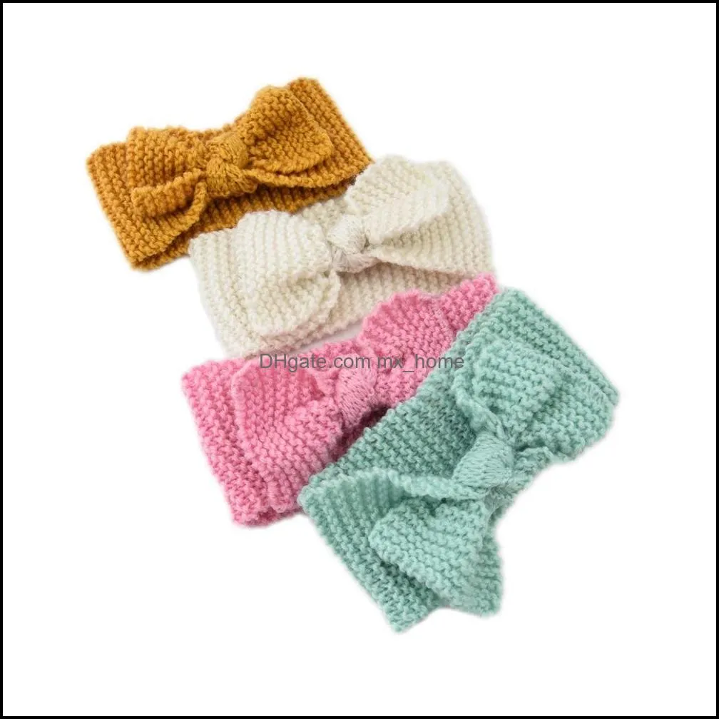 europe fashion child baby knitted headbands girls hair bands childrens bowknot hair accessories lovely kids headwraps 32 colors mxhome