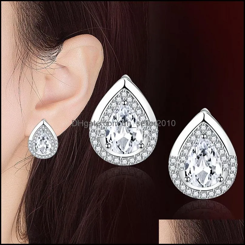 gold earrings with s925 stamp silver cubic zirconia cz drop hoop earrings for women dangle earring fashion jewelry