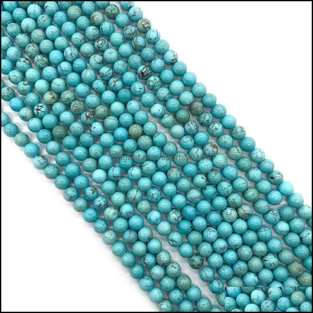 natural stones 6mm 8mm 10mm loose turquoise stone beads string diy bracelet accessories wholesale jewelry makin sports2010