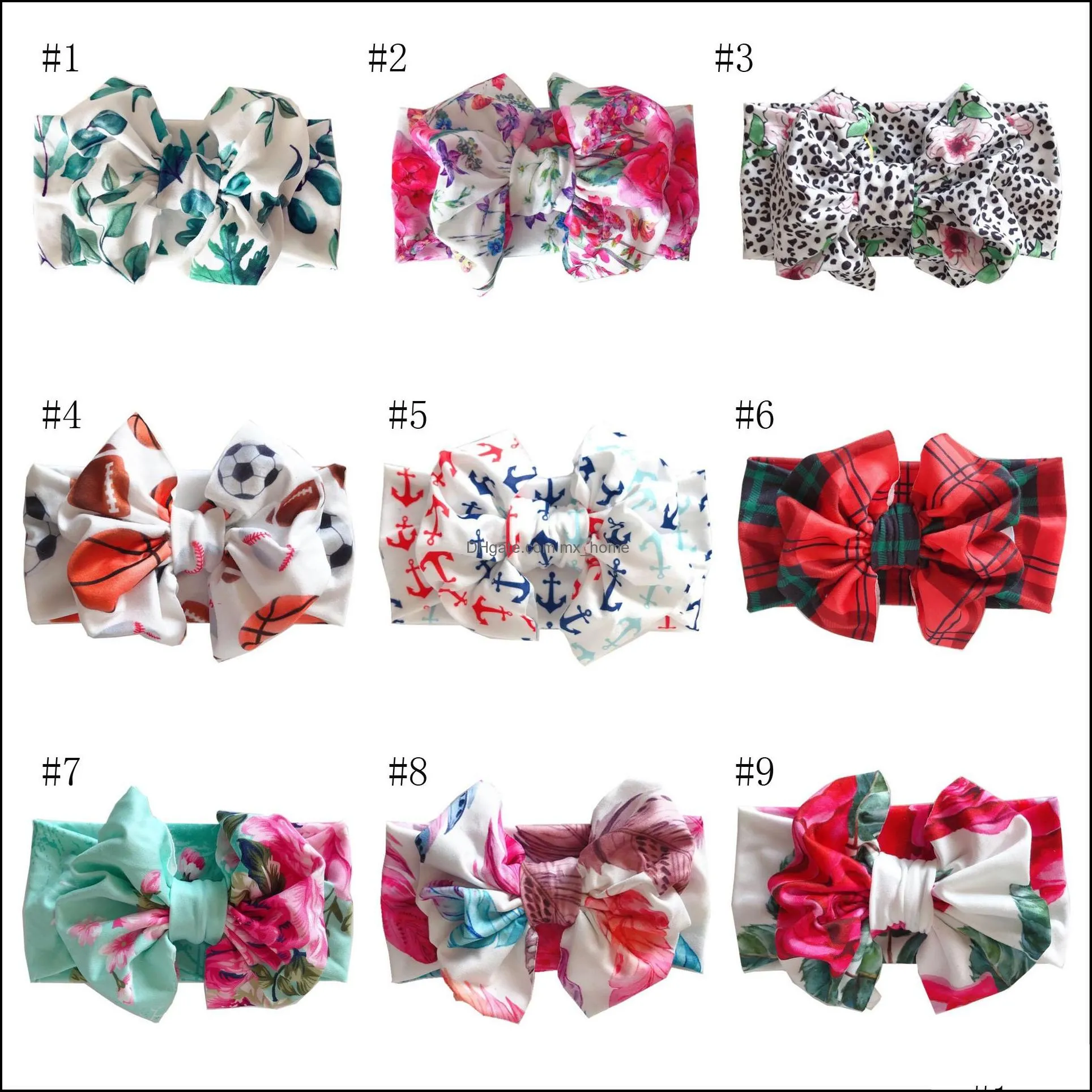 infant baby florals headband kids big bowknot hair band children soft elastic hairband headwear hair accessory 16 colors mxhome