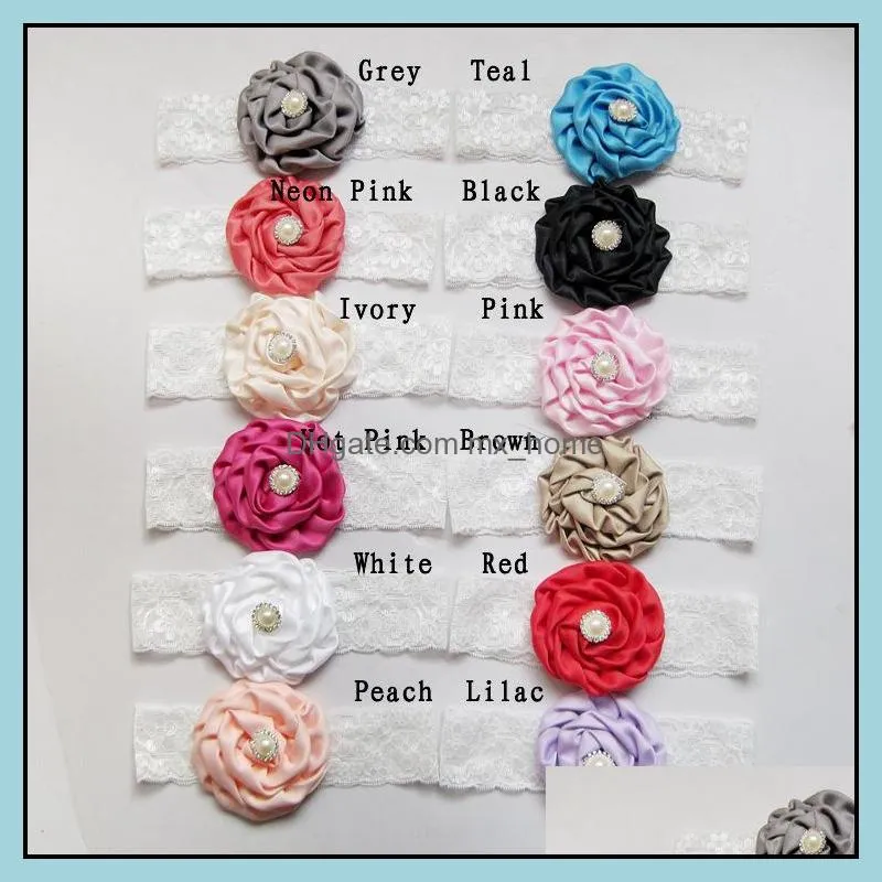infant children flower pearl headbands girl lace headwear photography props kids baby adorable hair accessories pretty baby hair bands mxhome