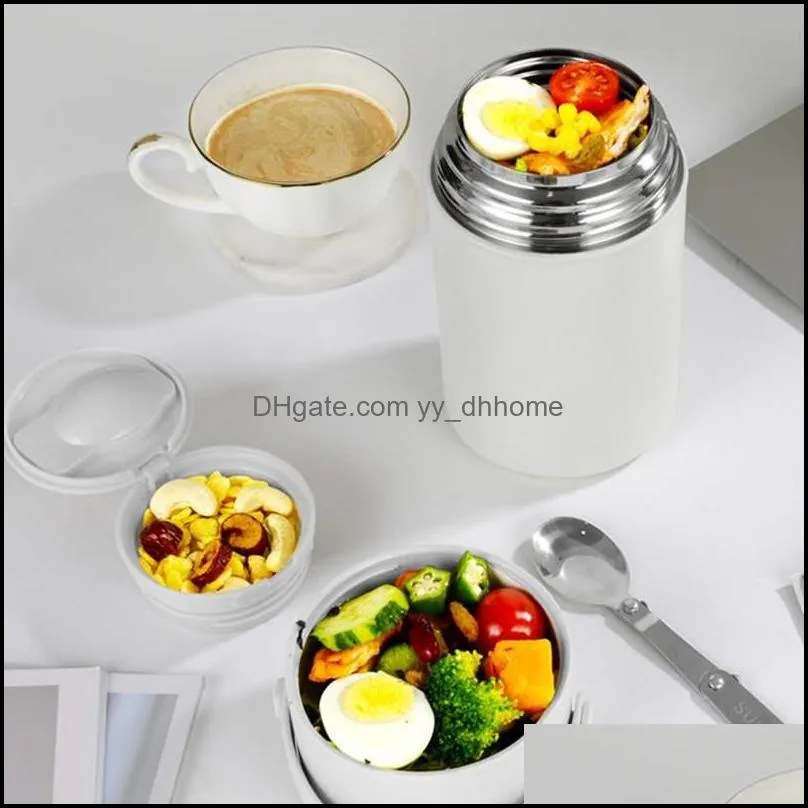 800ml/1000ml double stainless steel thermal lunch box with foldable spoon portable vacuum flask insulation soup containers dinnerware s