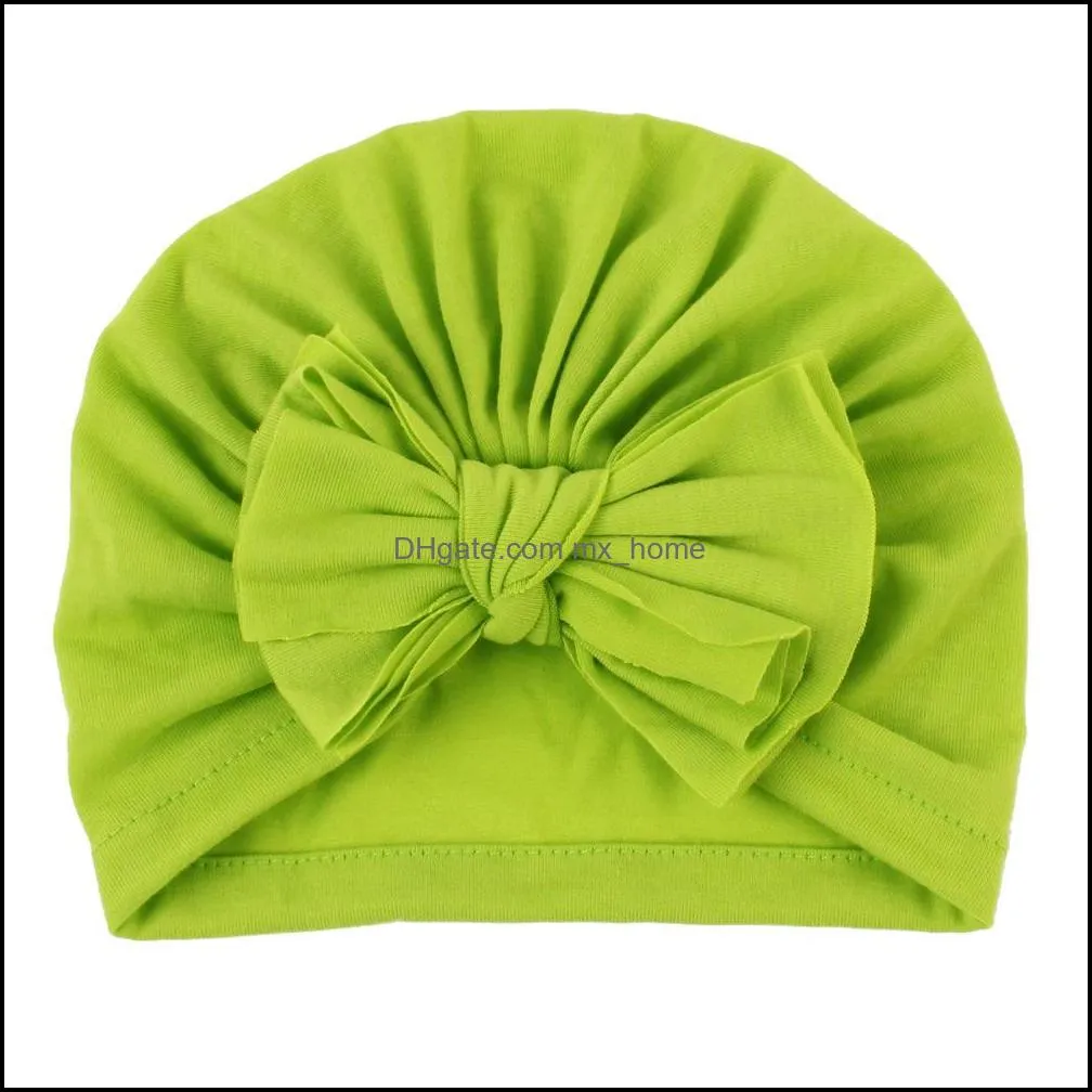 baby kids hat candy color headwear child toddler kids beanies turban bowknot cotton hats children hat 21 colors mxhome