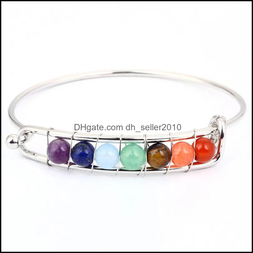 natural stone bead bracelet bangle for men women classic chakra stainless steel bangles fashion jewelry
