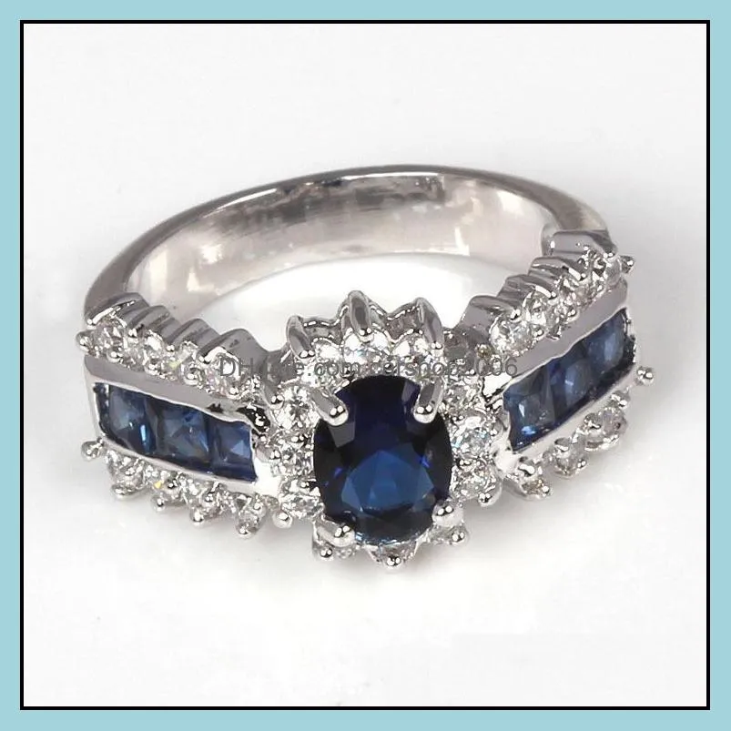 gemstone rings size 6,7,8,9,10,11,12 womens blue sapphire cz 18k gold filled wedding beautifully rings