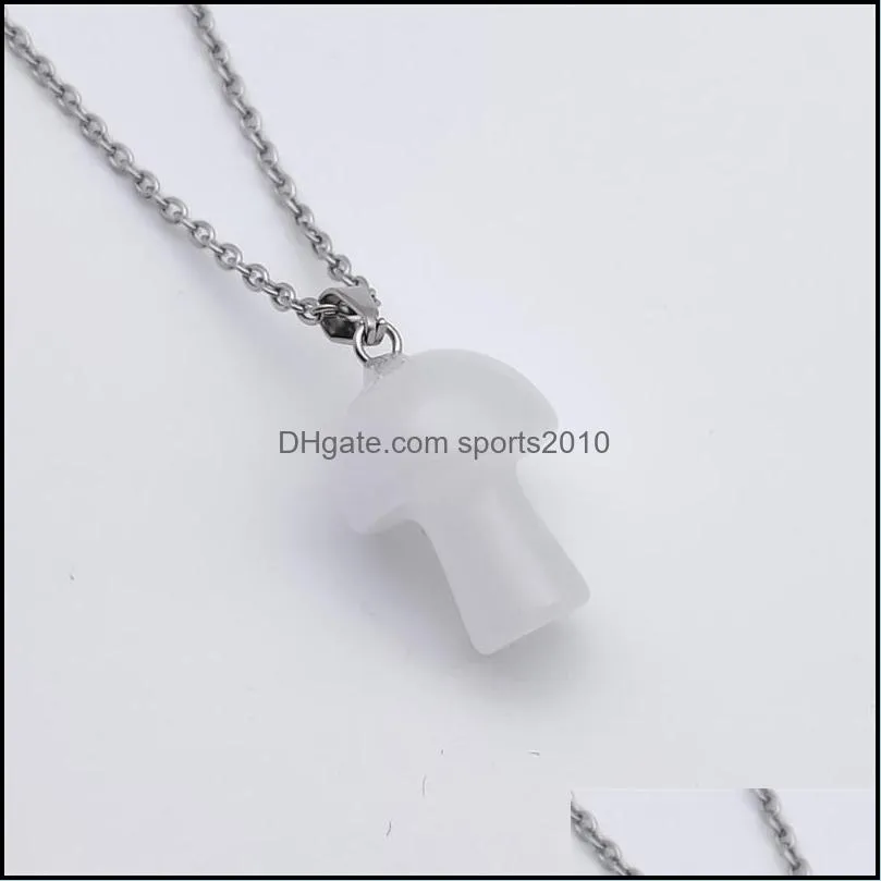 20mm mushroom statue glass & stone carving pendant reiki healing polishing gem necklace for women jewelry wholesal sports2010