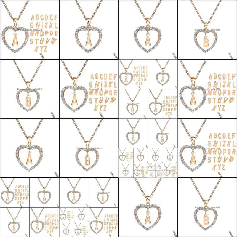 pretty necklaces a-z 26 letter name beautifully long chain necklaces & pendant women girl diy luxury jewelry cubic zirconia heart