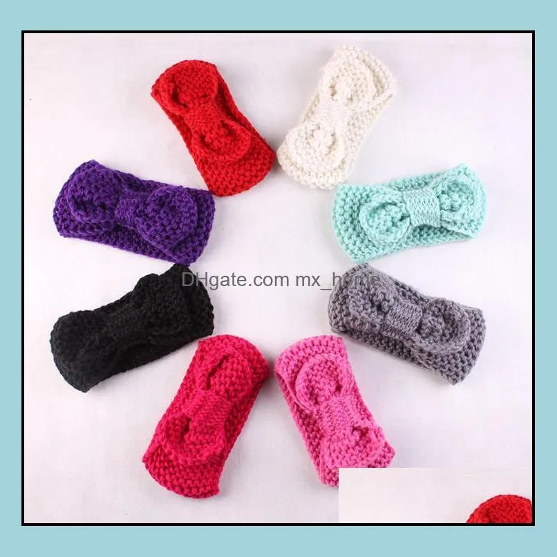 europe fashion sweet infant baby knitted headbands girls bowknot hair bands childrens cute hair accessories lovely kids headwraps mxhome