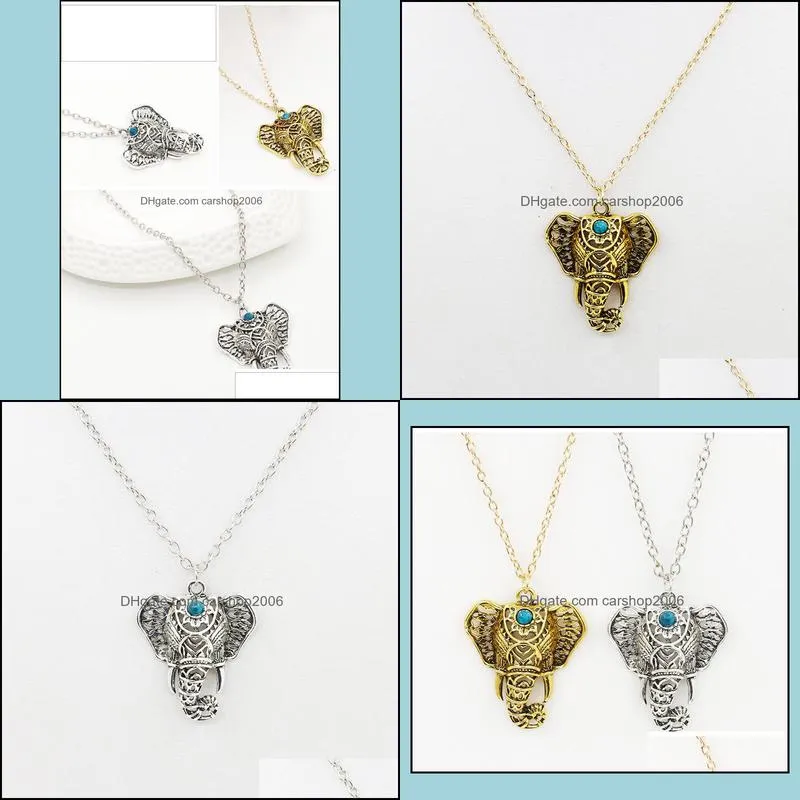 pendant necklace women boho ethnic turquoise elephant choker necklace chain necklaces