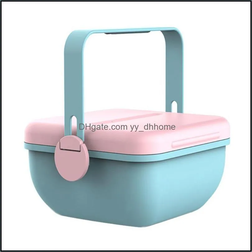 dinnerware sets 1pc home bento box -keep lunch storage container (blue pink)