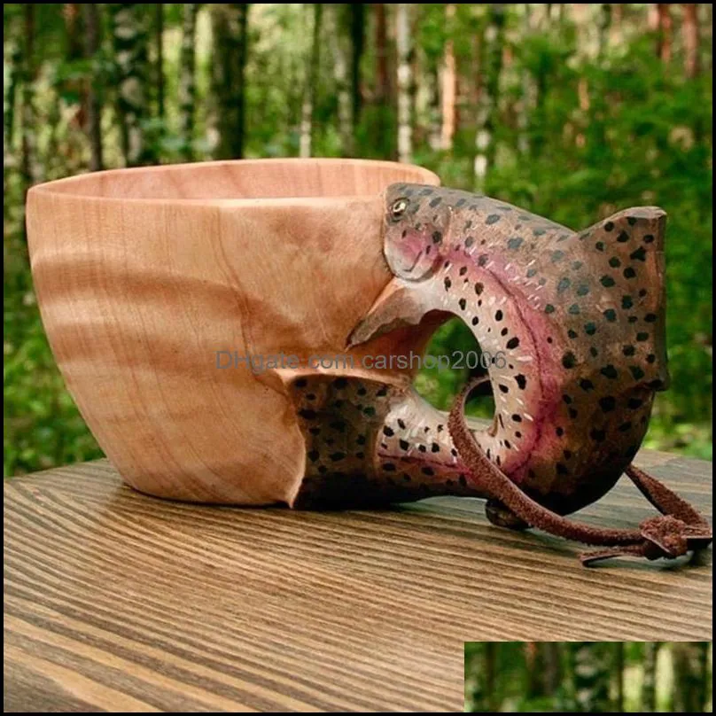 mugs 180ml hand carved cup wooden mug cups wild boar camping elk coffe