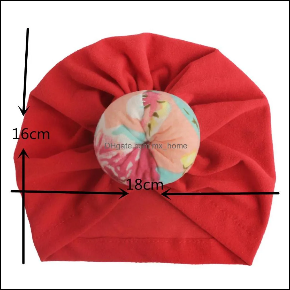 europe infant baby girls hat topknot headwear child toddler kids beanies turban donuts florals hats children accessories 15107