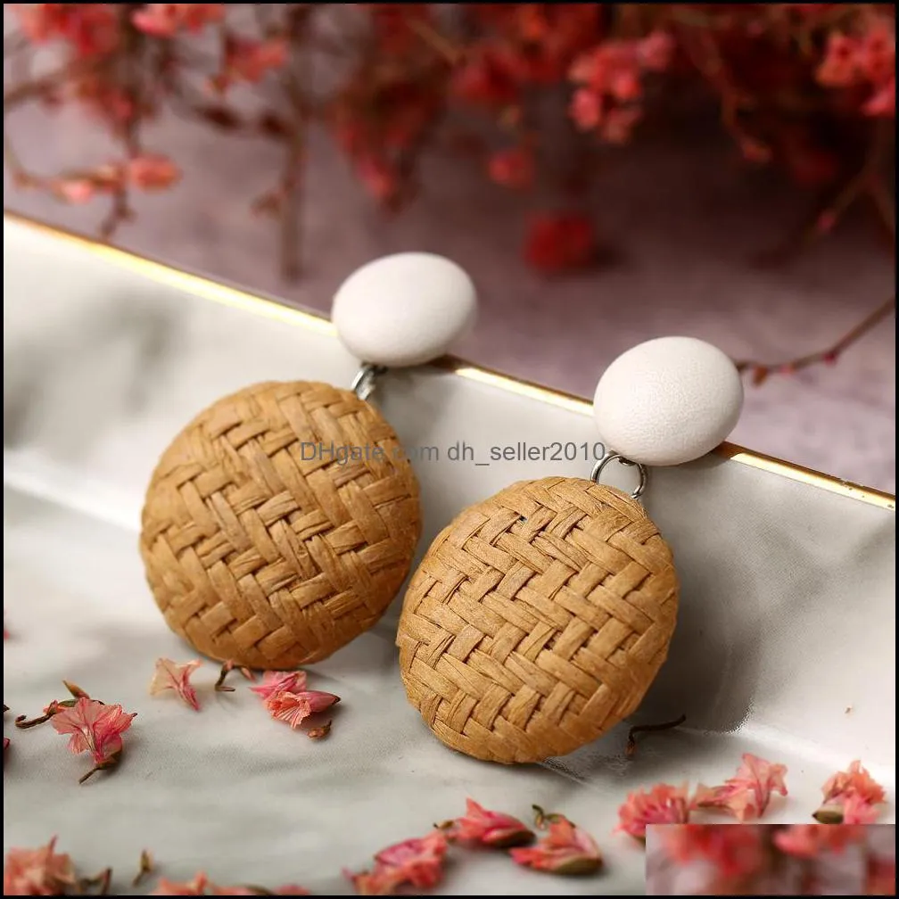 fashion button earrings paper weave vintage ethnic wind round earrings female gift suitable for any occasions wholesale