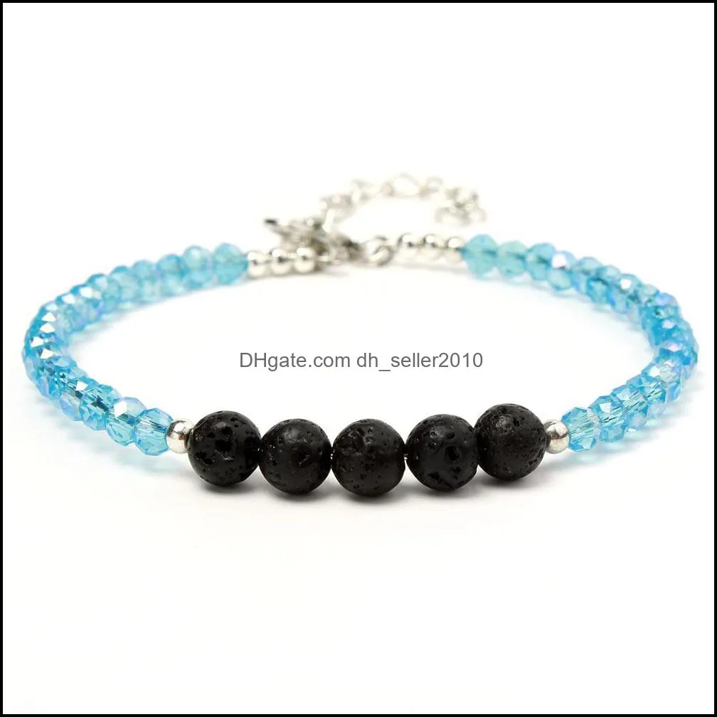 crystal beads bracelet for men women braided bracelets handmade adjustable jewelry black lava stone bracelets