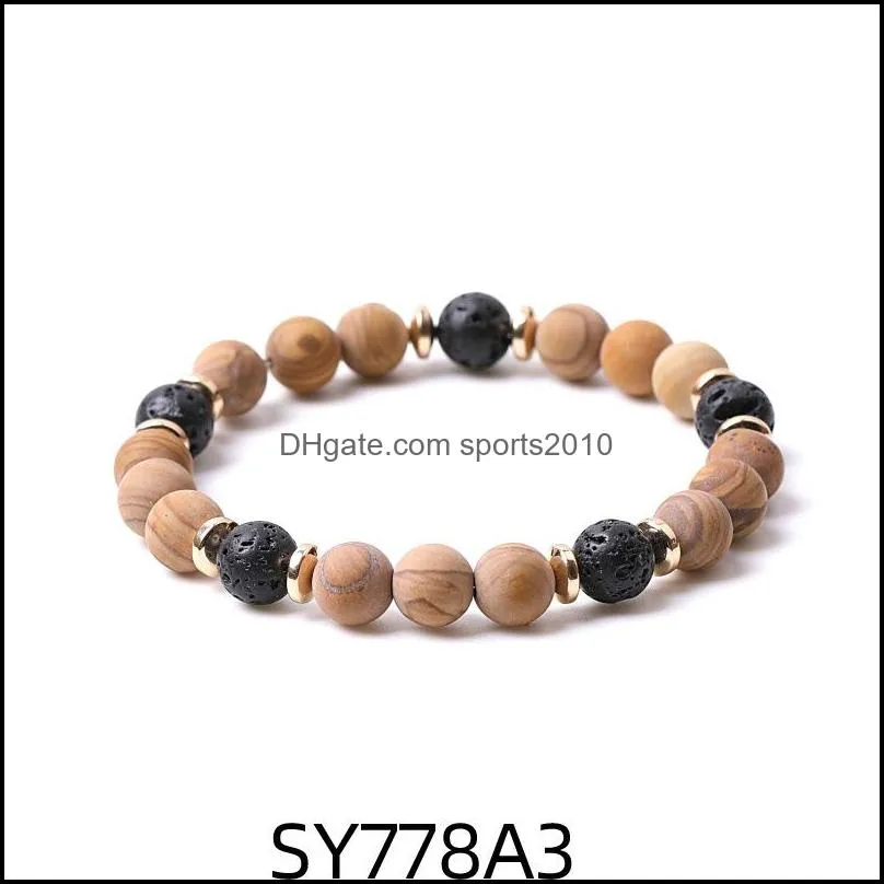 8mm matte wood line stone beads hematite lava stone strand bracelets for women men yoga buddha energy jewelr sports2010