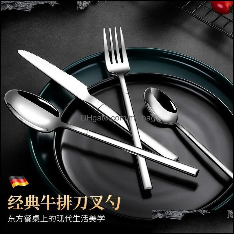 stainless steel dinnerware forks spoon servies sets cuttlery nordic home jogo de jantar kitchen dining bar di50cj
