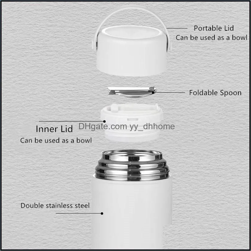 800ml/1000ml double stainless steel thermal lunch box with foldable spoon portable vacuum flask insulation soup containers dinnerware s
