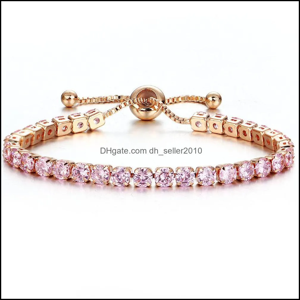 fashion sparkling crystal bracelet for lady gold full drill single row bracelet for girls birthday gift