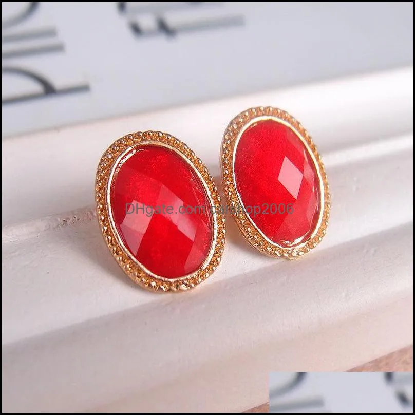 stud earrings wholesale for women style big rhinestone elliptic earrings ear stud