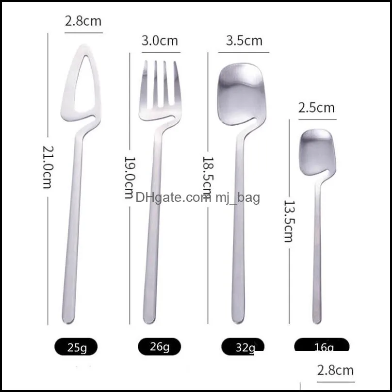 24pcs/set black matte cutlery set for cake 304 stainless steel dessert knife fork spoon dinner kitchen flatware dinnerware sets