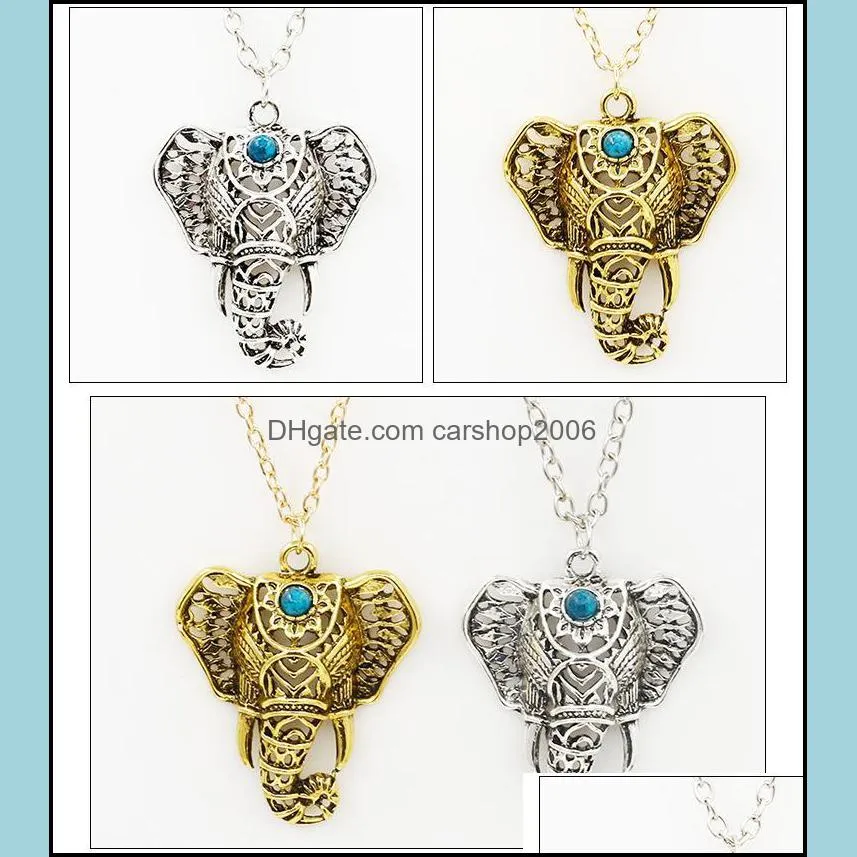 pendant necklace women boho ethnic turquoise elephant choker necklace chain necklaces