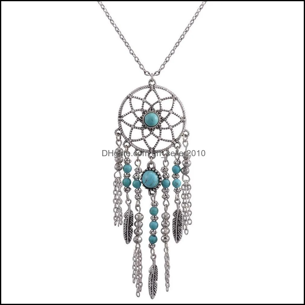 feather tassel necklaces bohemian statement necklace jewelry bohemia turquoise necklace