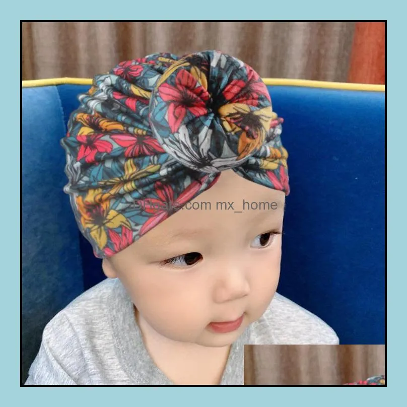 15578 vintage europe infant baby boys girls hat florals donut headwear child toddler kids beanies turban hats babies hat