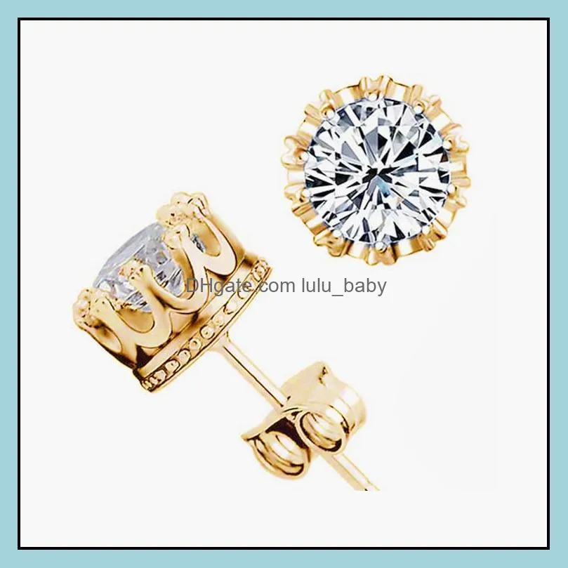 pretty studs 925 silver color crystal luxury jewelry fashion small plated silver jewelry women or men earings