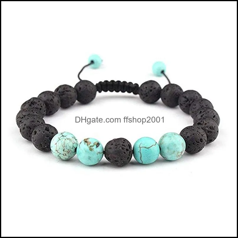 8mm turquoise bracelet jewelry volcanic stone bracelet energy lava stone weave adjustable couple bracelet jewelry