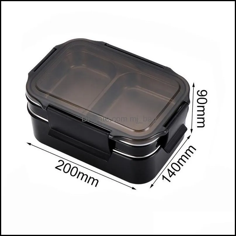 double-layer 304 stainless steel lunch box japanese style tableware bento box for student office workers large
