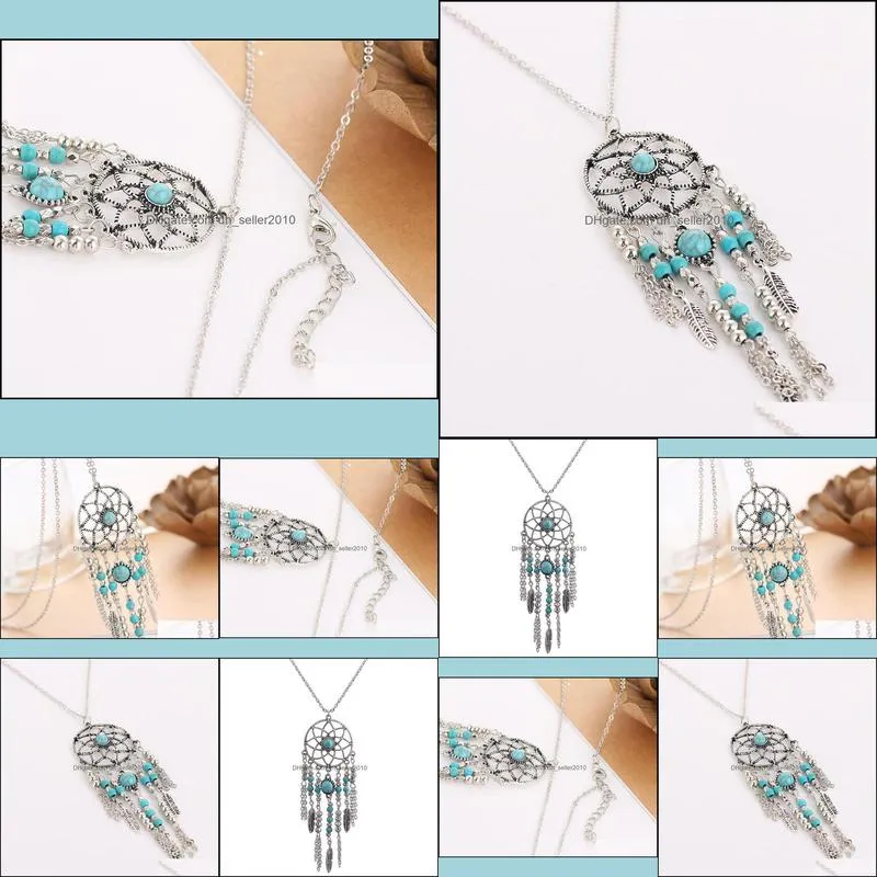 feather tassel necklaces bohemian statement necklace jewelry bohemia turquoise necklace