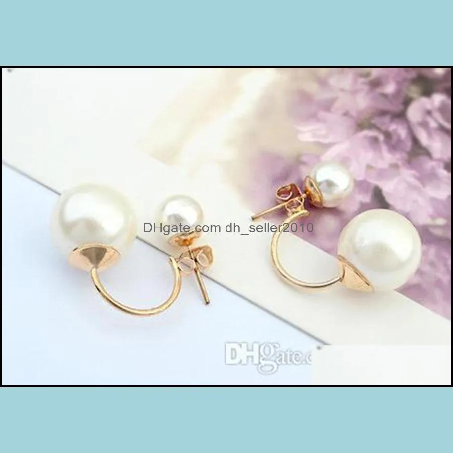 pearl earings fashion jewelry wholesale korean double pearls earrings bridal gold earrings big candy ball stud earings