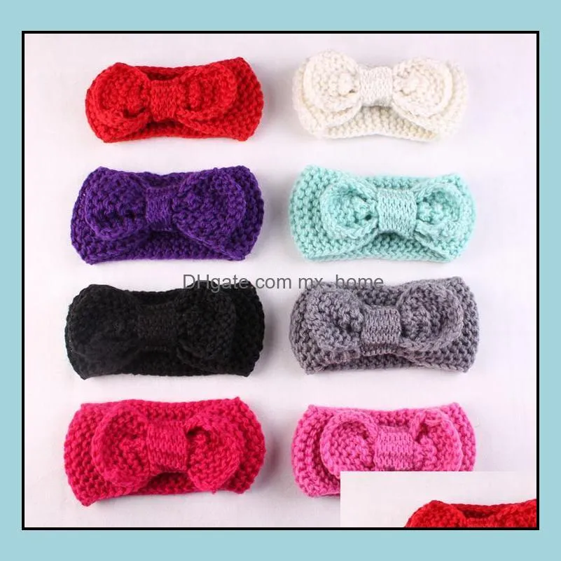 europe fashion sweet infant baby knitted headbands girls bowknot hair bands childrens cute hair accessories lovely kids headwraps mxhome