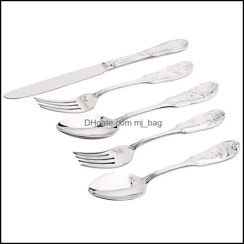 european style stainless steel western set tableware cutlery eco friendly fourchette ensembles de vaisselle kitchen dinnerware sets