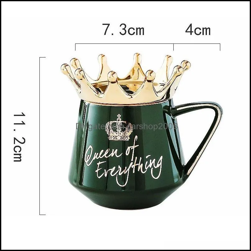 mugs queen of everything mug with crown lid and spoon ceramic coffee cup gift for girlfriend wife fas6