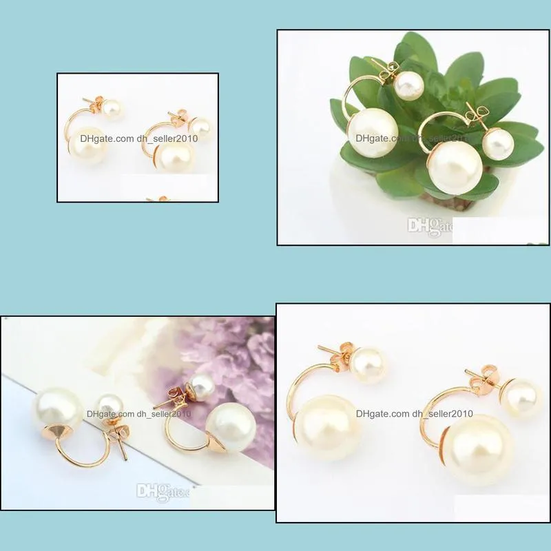 pearl earings fashion jewelry wholesale korean double pearls earrings bridal gold earrings big candy ball stud earings