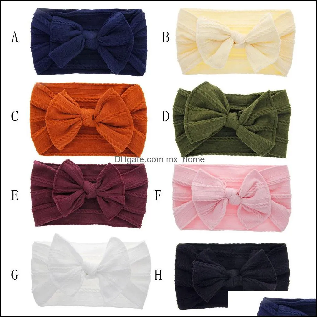 headband girl baby bowknot turban twist head wrap twisted knot nylon soft hair band kids headbands bandanas 8 colors mxhome