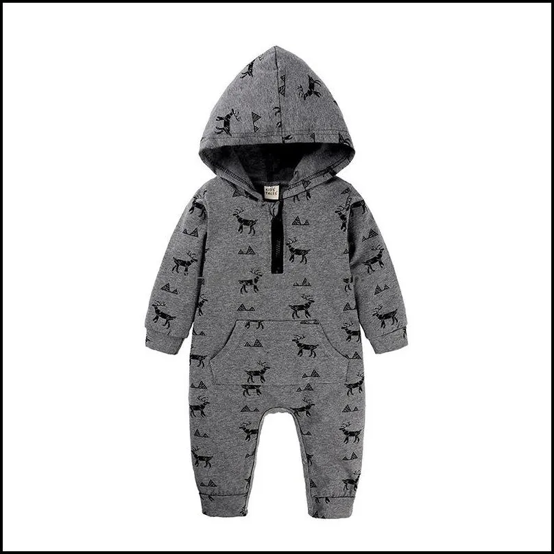 spring autumn infant baby boys cartoon elk rompers kids rompers child babies hooded onesies climb clothes rompers mxhome