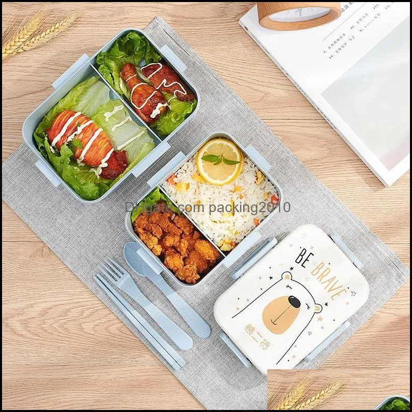 dinnerware sets cute cartoon lunch box microwave storage container children kids school office portable bento boxdinnerware