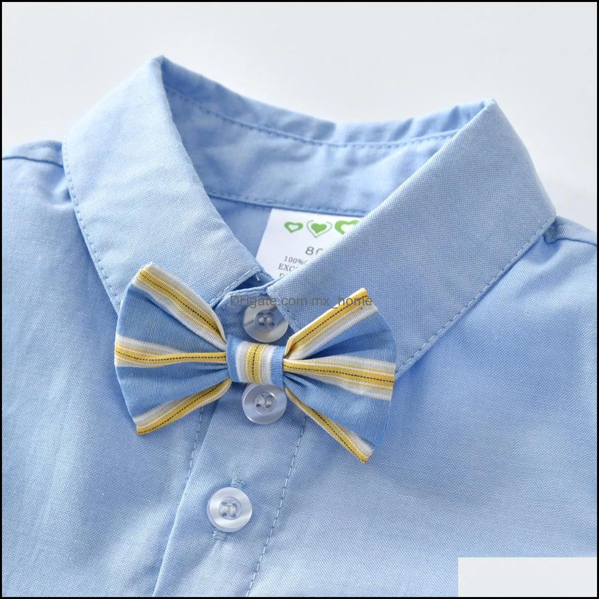 summer baby gentleman boys clothes set bowtie shirt   suspender shorts kids 2pcs set children boy outfits mxhome