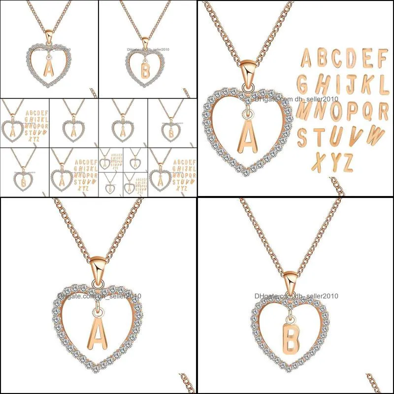 pretty necklaces a-z 26 letter name beautifully long chain necklaces & pendant women girl diy luxury jewelry cubic zirconia heart