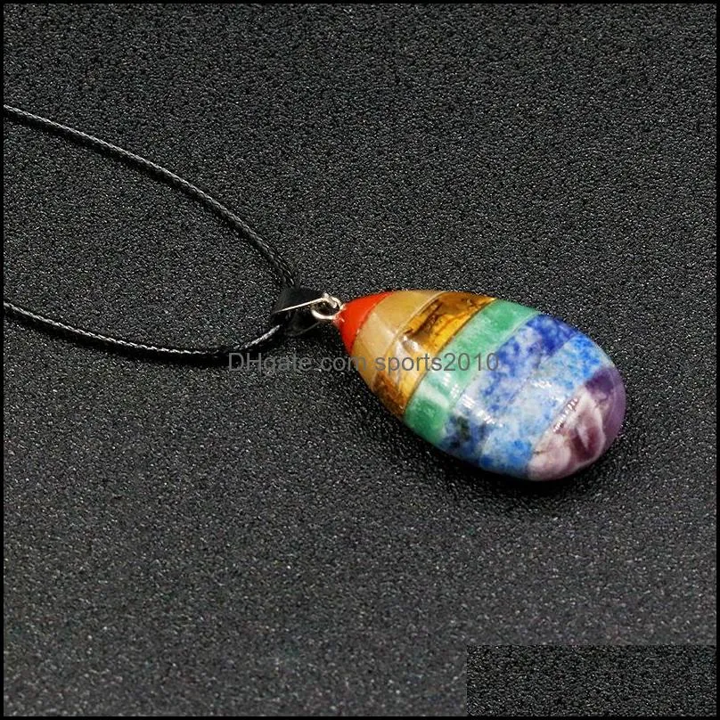 natural 7 chakra healing amethyst quartz stone pendant waterdrop rainbow crystal necklace jewelry for women me sports2010