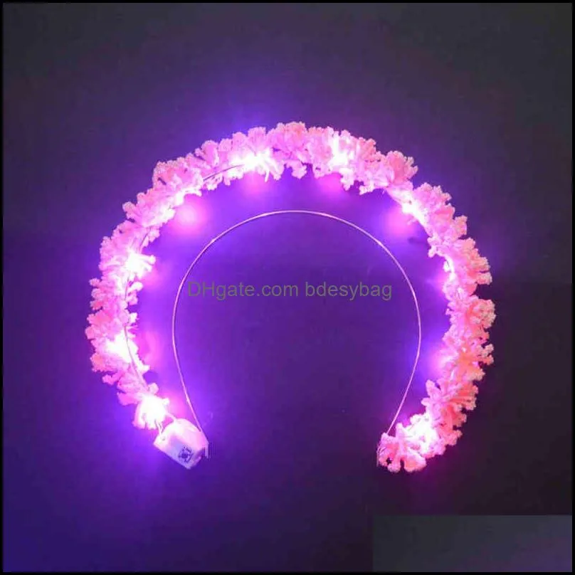 pink led stick star crown horn ear headband hairwear glow wand glasses light headdress gifts toy party halloween christmas y220725
