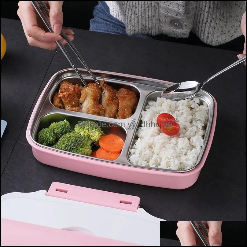 dinnerware sets 304 stainless steel insulated lunch box, student office worker, sealed compartment fast plate