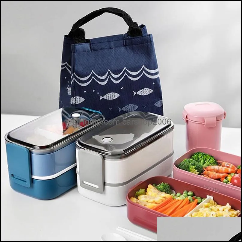 dinnerware sets japanese style multi-layer lunch box container storage portable leak-proof bento for kids with soup cup breakfast