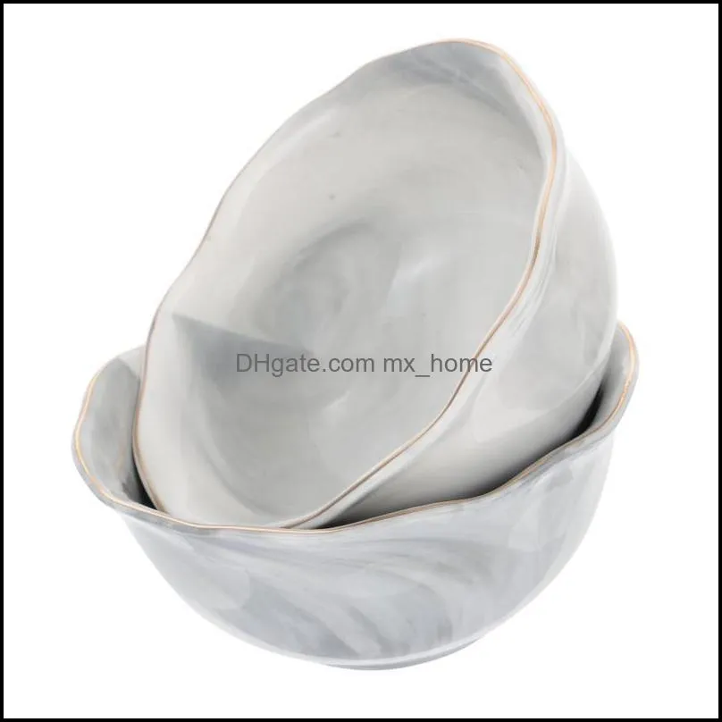 bowls 2 pcs stylish irregular cereal oatmeal ceramic dish rice tableware