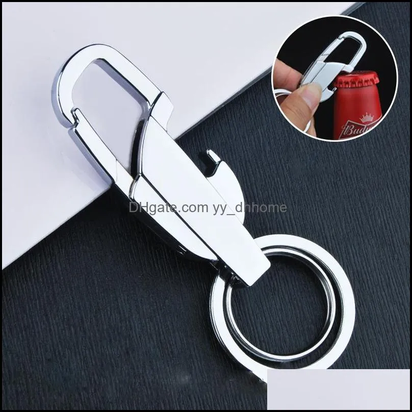 blank heat transfer metal key chain ornaments-bottle opener keychain with key ring european and american ornaments