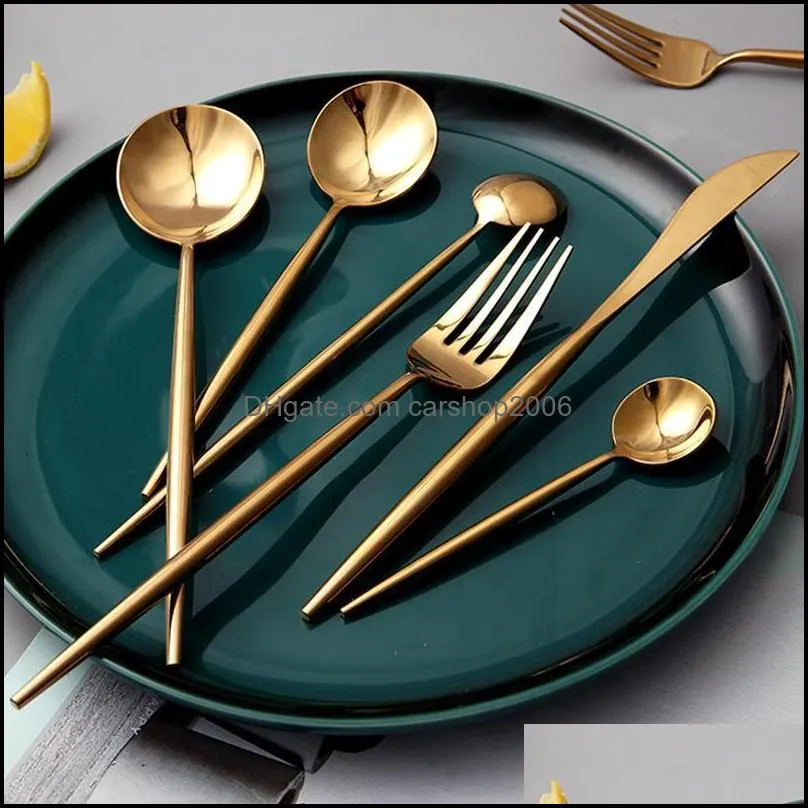 24pcs set mirror black gold dinnerware stainless steel tableware knife fork spoon flatware dishwasher safe cutlery sets