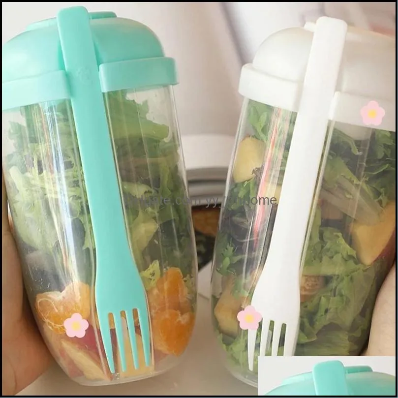 portable salad meal shaker mugs 1000ml  salads cup to go container with fork dressing holder breakfast food storage bento box