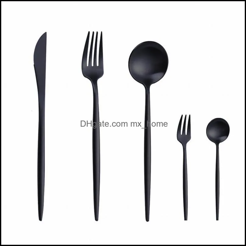 flatware sets 5pcs gold matte cutlery set 304 stainless steel dinnerware tableware butter knife salad fork teaspoon kitchen